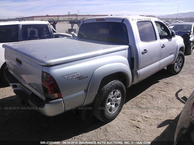 5TEJU62N37Z452927 - 2007 TOYOTA TACOMA DOUBLE CAB PRERUNNER SILVER photo 4