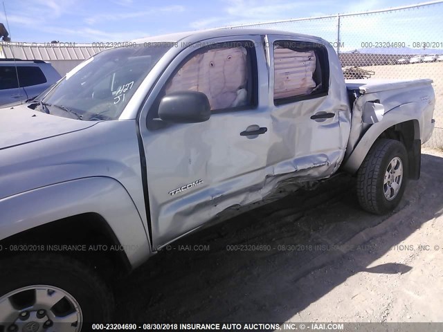 5TEJU62N37Z452927 - 2007 TOYOTA TACOMA DOUBLE CAB PRERUNNER SILVER photo 6