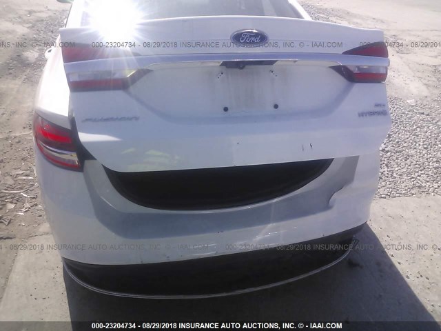 3FA6P0LU5JR172567 - 2018 FORD FUSION SE HYBRID WHITE photo 6