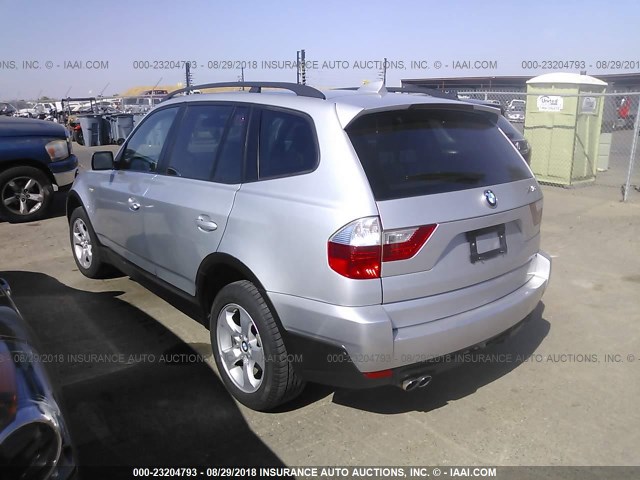 WBXPC934X7WF22365 - 2007 BMW X3 3.0SI SILVER photo 3