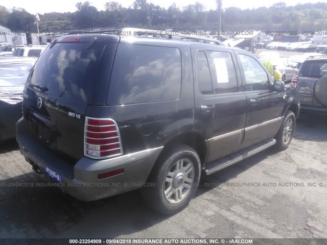 4M2ZU86W04ZJ15599 - 2004 MERCURY MOUNTAINEER  BLACK photo 4