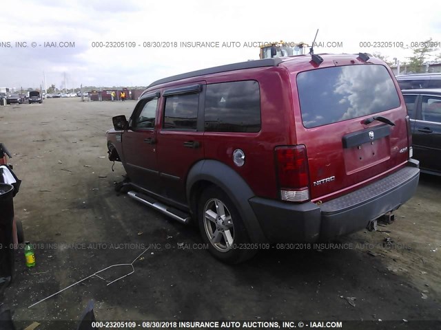 1D8GU28K47W604017 - 2007 DODGE NITRO SXT BURGUNDY photo 3