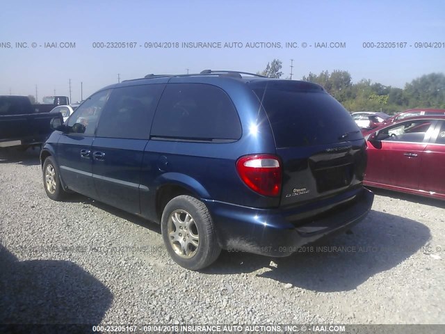 2B4GP74L52R618895 - 2002 DODGE GRAND CARAVAN EX BLUE photo 3