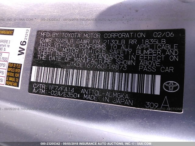 JTKDE167760119873 - 2006 TOYOTA SCION TC 银色 照片 9