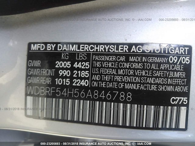 WDBRF54H56A846788 - 2006 MERCEDES-BENZ C GENERATION 2006 280 SILVER photo 9