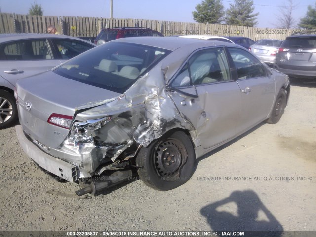 4T4BF1FK3DR283256 - 2013 TOYOTA CAMRY L/SE/LE/XLE SILVER photo 4