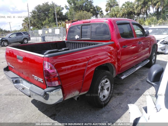 3TMJU62N85M002636 - 2005 TOYOTA TACOMA DOUBLE CAB PRERUNNER RED photo 4