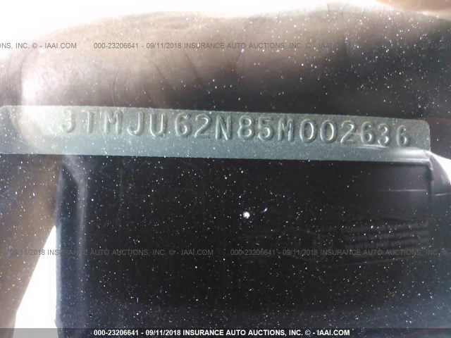 3TMJU62N85M002636 - 2005 TOYOTA TACOMA DOUBLE CAB PRERUNNER RED photo 9