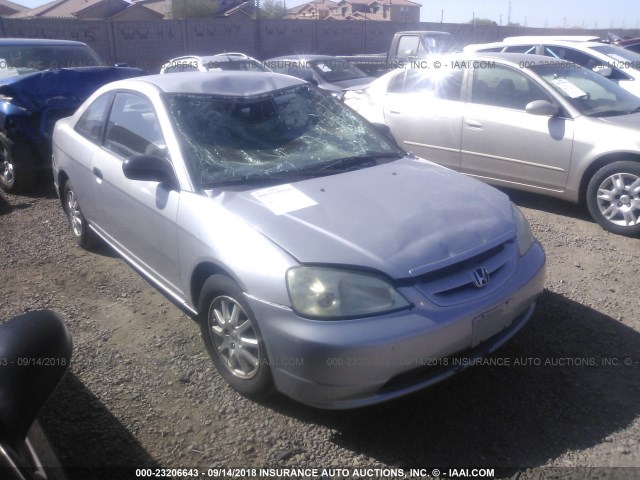 1HGEM22761L104784 - 2001 HONDA CIVIC HX SILVER photo 1