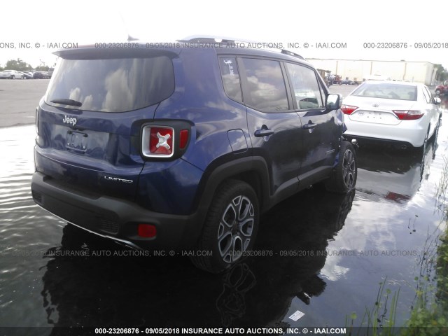 ZACCJADT2GPE37068 - 2016 JEEP RENEGADE LIMITED BLUE photo 4