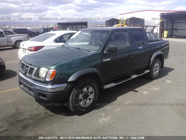 1N6ED27YXYC345643 - 2000 NISSAN FRONTIER CREW CAB XE/CREW CAB SE GREEN photo 2