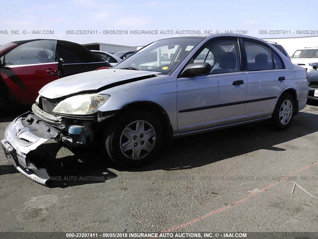 2HGES16365H543526 - 2005 HONDA CIVIC DX VP SILVER photo 2