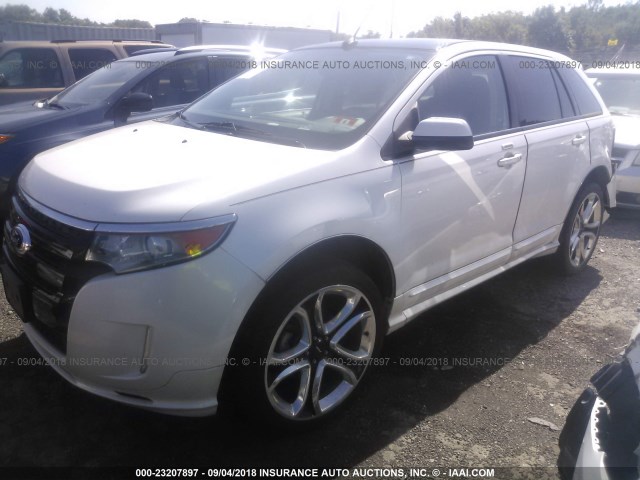 2FMDK3AK0DBA56470 - 2013 FORD EDGE SPORT WHITE photo 2