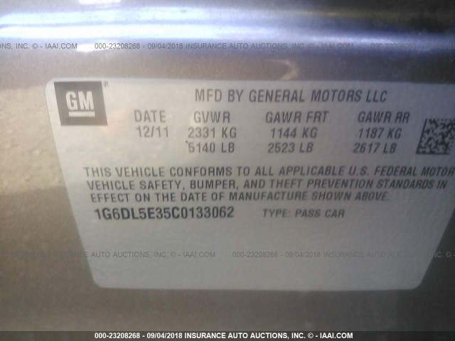 1G6DL5E35C0133062 - 2012 CADILLAC CTS PERFORMANCE COLLECTION Коричневый фото 9