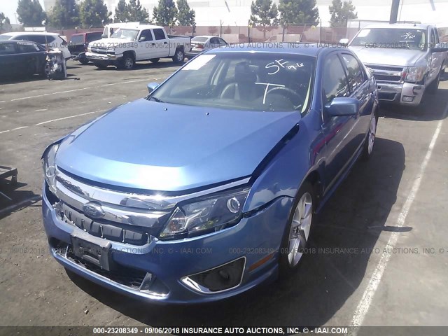 3FAHP0KCXAR224051 - 2010 FORD FUSION SPORT BLUE photo 2