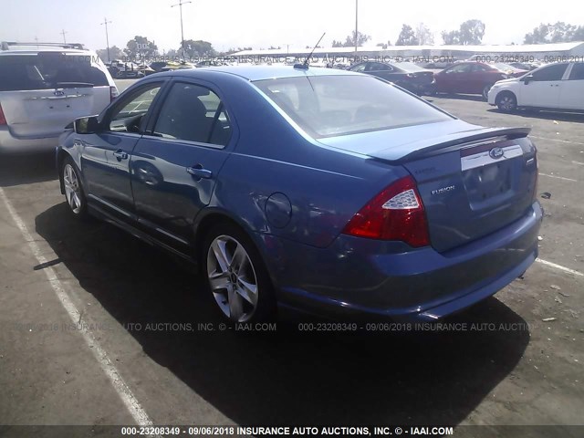 3FAHP0KCXAR224051 - 2010 FORD FUSION SPORT BLUE photo 3