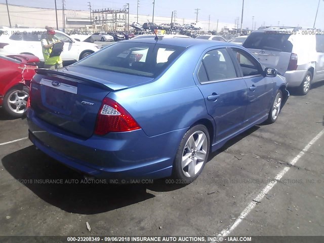 3FAHP0KCXAR224051 - 2010 FORD FUSION SPORT BLUE photo 4