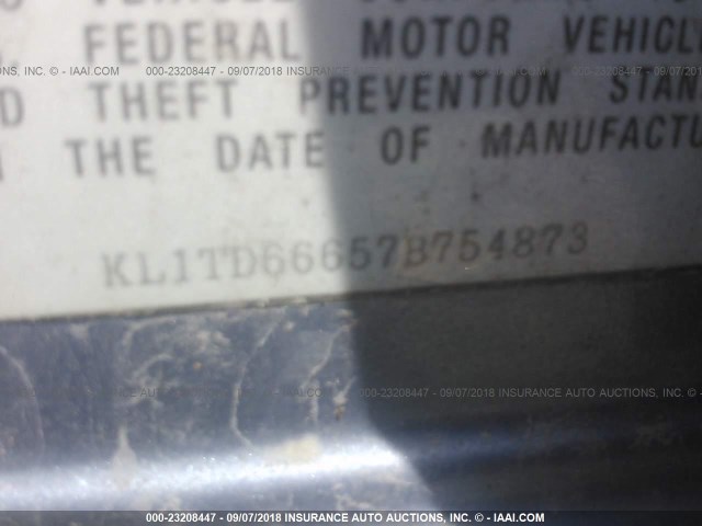 KL1TD66657B754873 - 2007 CHEVROLET AVEO LS BLUE photo 9