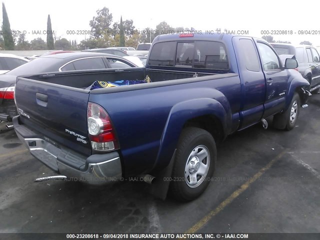 5TFTX4GN2EX035252 - 2014 TOYOTA TACOMA PRERUNNER ACCESS CAB BLUE photo 4
