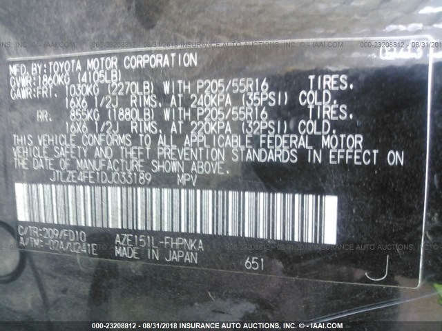 JTLZE4FE1DJ033189 - 2013 TOYOTA SCION XB Negro foto 9