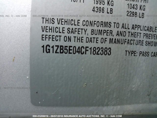 1G1ZB5E04CF182383 - 2012 CHEVROLET MALIBU LS Gümüş foto 9