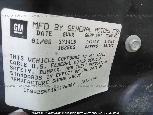 1G8AZ55F16Z176087 - 2006 SATURN ION LEVEL 2 银色 照片 9