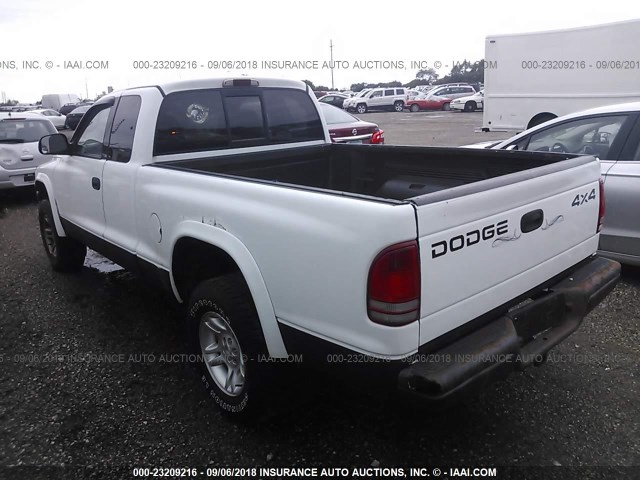 1B7GG22N31S308588 - 2001 DODGE DAKOTA WHITE photo 3