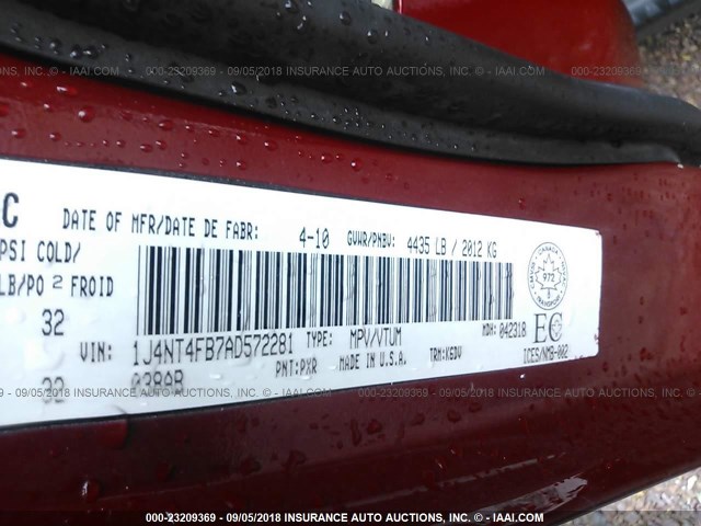 1J8FF47W27D143862 - 2007 JEEP COMPASS RED photo 9