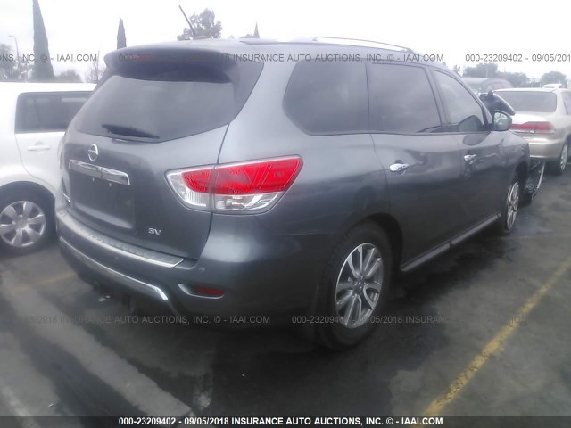 5N1AR2MN1FC714640 - 2015 NISSAN PATHFINDER S/SV/SL/PLATINUM GRAY photo 4