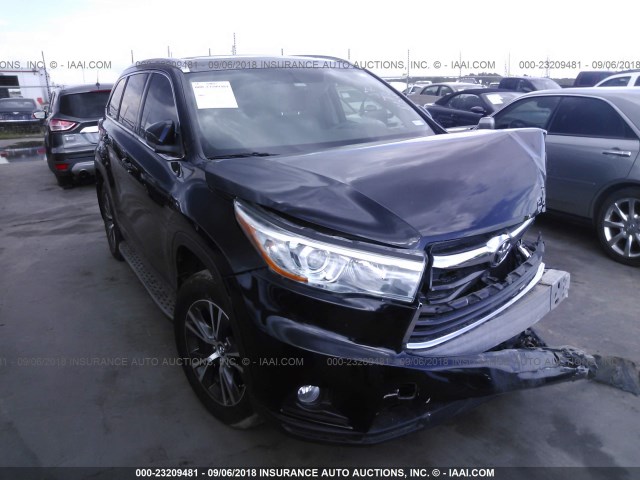 5TDKKRFH7GS152692 - 2016 TOYOTA HIGHLANDER XLE Noir photo 1
