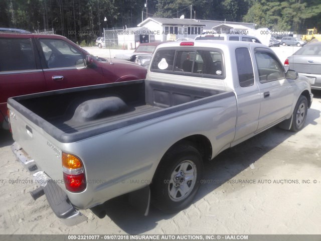 5TEVL52NX4Z390470 - 2004 TOYOTA TACOMA XTRACAB SILVER photo 4