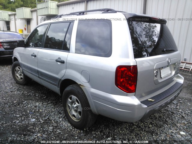 2HKYF18134H593558 - 2004 HONDA PILOT LX SILVER photo 3