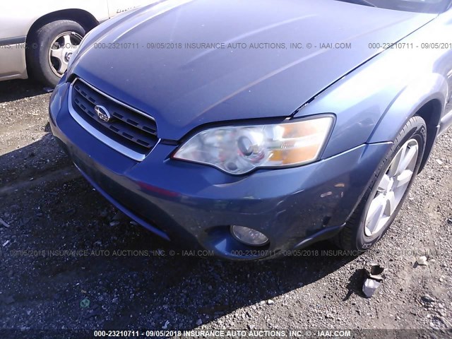 4S4BP61C067360087 - 2006 SUBARU LEGACY OUTBACK 2.5I BLUE photo 6