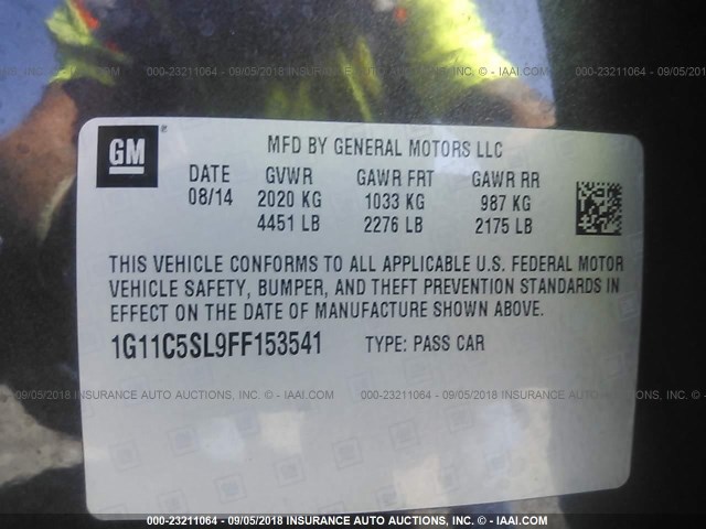 1G11C5SL9FF153541 - 2015 CHEVROLET MALIBU 1LT PURPLE photo 9