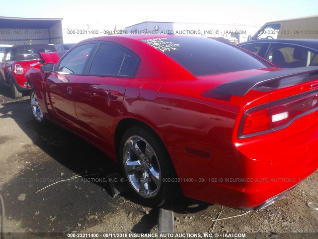 2C3CDXCT6EH271555 - 2014 DODGE CHARGER R/T RED photo 3