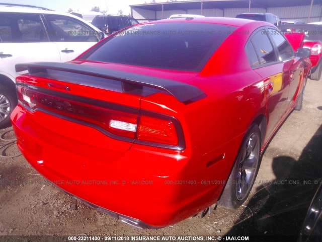 2C3CDXCT6EH271555 - 2014 DODGE CHARGER R/T RED photo 4