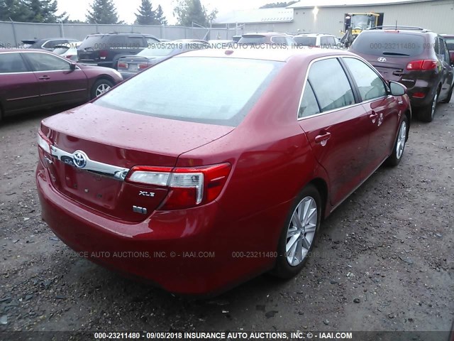 4T1BD1FK9EU139406 - 2014 TOYOTA CAMRY HYBRID/LE/XLE 红色 照片 4