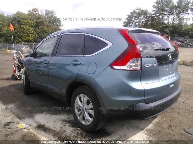 5J6RM4H74DL021646 - 2013 HONDA CR-V EXL TEAL photo 3