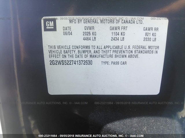 2G2WS522741372630 - 2004 PONTIAC GRAND PRIX GT2 BLACK photo 9