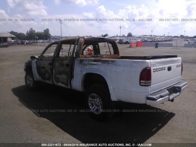 1B7HG2AN21S309110 - 2001 DODGE DAKOTA QUAD WHITE photo 3