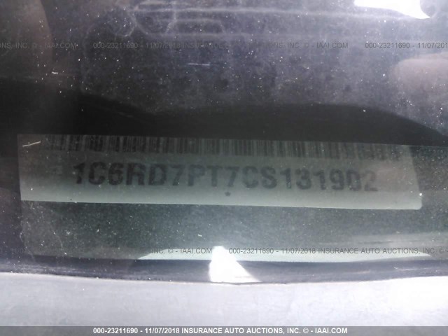 1C6RD7PT7CS131902 - 2012 DODGE RAM 1500 LONGHORN BLACK photo 9