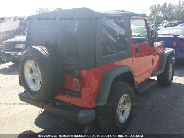 1J4FA49S56P764455 - 2006 JEEP WRANGLER / TJ SPORT RED photo 4