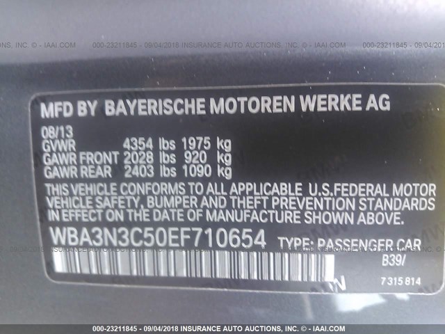 WBA3N3C50EF710654 - 2014 BMW 428 I GRAY photo 9