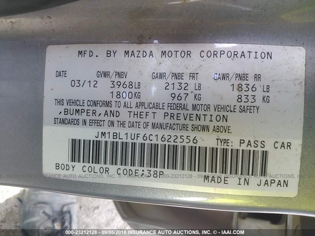 JM1BL1UF6C1622556 - 2012 MAZDA 3 I SILVER photo 9