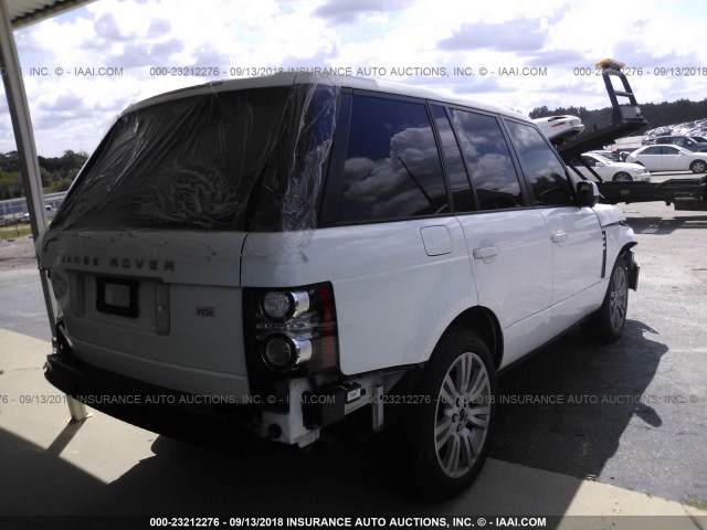 SALMF1D48CA381445 - 2012 LAND ROVER RANGE ROVER HSE LUXURY WHITE photo 4