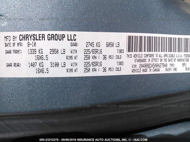 2A4RR8DX5AR427940 - 2010 CHRYSLER TOWN & COUNTRY TOURING PLUS BLUE photo 9