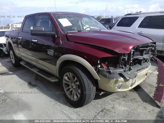 1C6RR7WM4FS589204 - 2015 RAM 1500 LONGHORN BURGUNDY photo 1