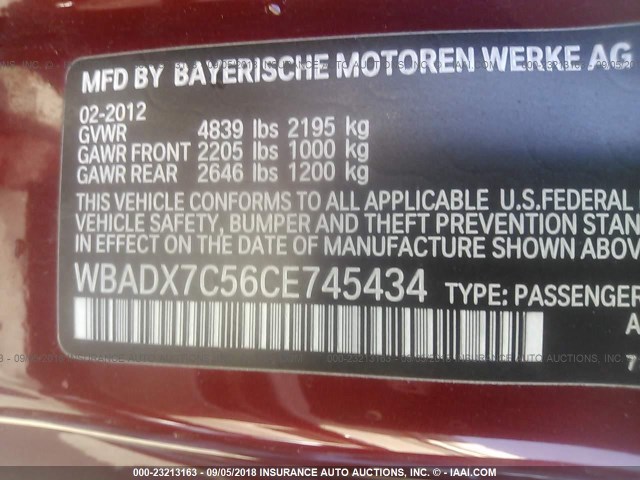 WBADX7C56CE745434 - 2012 BMW 335 I RED photo 9
