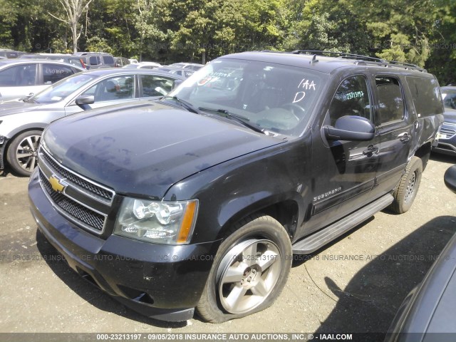 1GNSKJE74DR356233 - 2013 CHEVROLET SUBURBAN K1500 LT BLACK photo 2