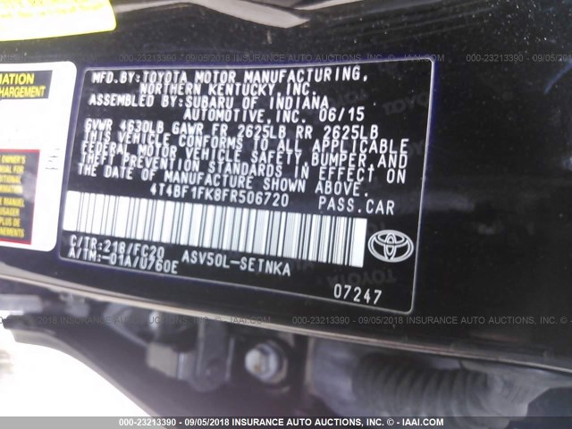 4T4BF1FK8FR506720 - 2015 TOYOTA CAMRY LE/XLE/SE/XSE 黑色 照片 9